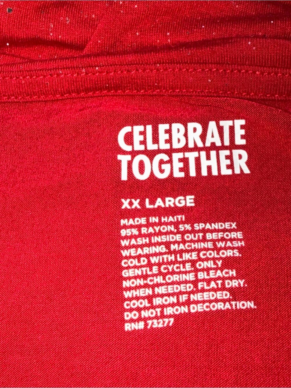 Celebrate Together Red Silver Sparkle V Neck Short Sleeve Tee Top Plus Size XXL - Picture 4 of 10